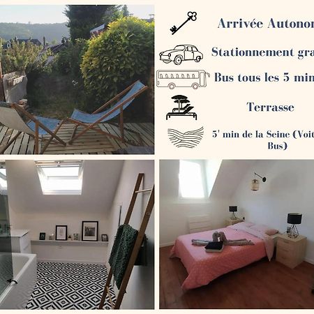 Le Nid Normand Avec Terrasse - Stationnement Facile Et Gratuit - 5 Min Seine Apartman Deville-les-Rouen Kültér fotó
